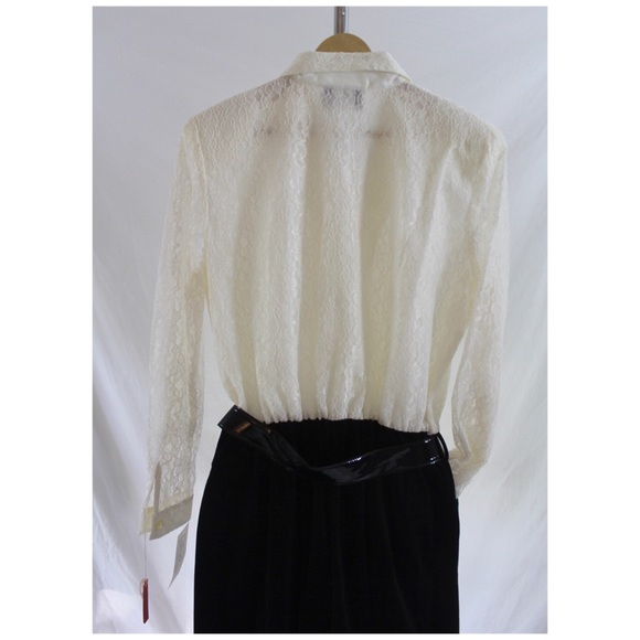 Vintage 80s Lace Velvet Jumpsuit d. Frank NWT Size Large - Picture 8 of 9